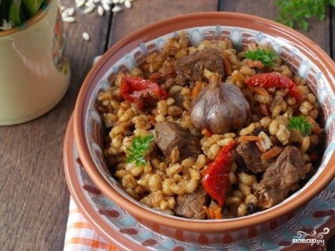 Рецепт плова из перловки с мясом