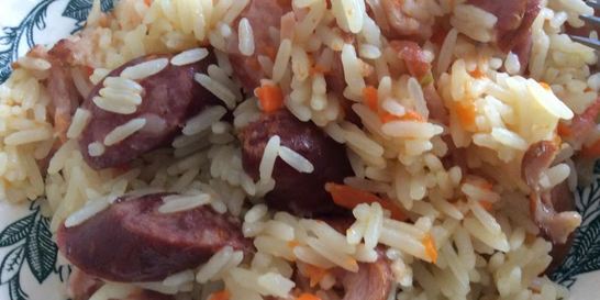 Плов на шкварках с копченостями