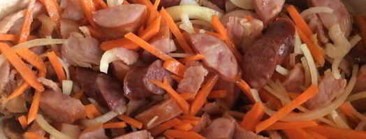 плов на шкварках с копченостями. Шаг 6