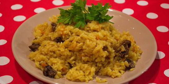 Плов с белыми грибами