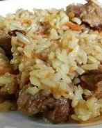 Плов с говядиной по-узбекски в казане