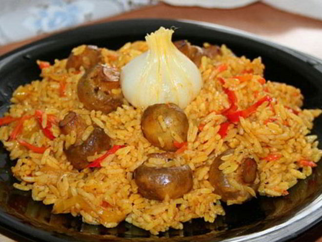 Рецепт плова с грибами и болгарским перцем