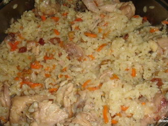 Рецепт плова с курицей и изюмом