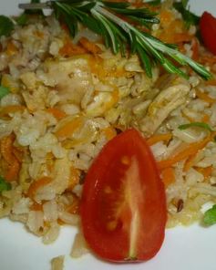 Плов с мясом кролика и коричневым рисом