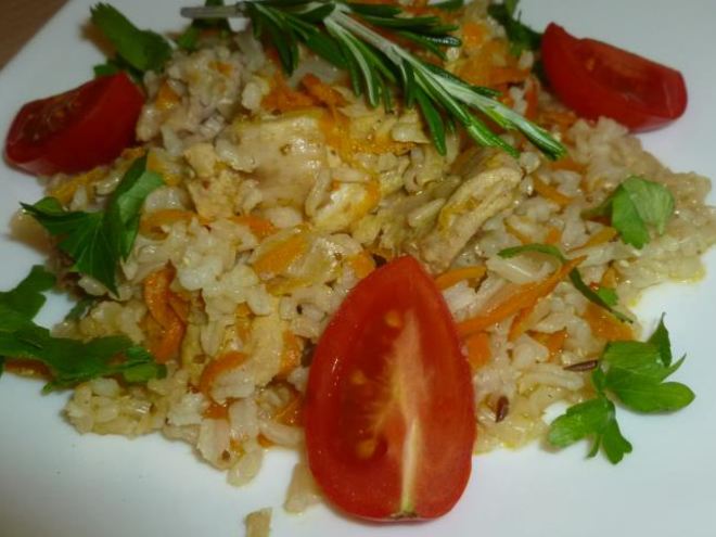 Рецепт плова с мясом кролика и коричневым рисом