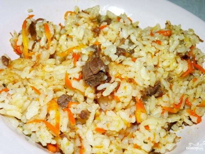 Рецепт плова с тушенкой в мультиварке