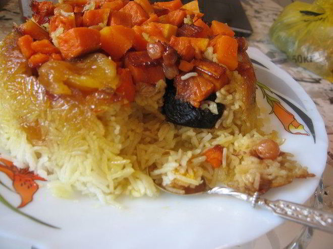 Рецепт пряного плова с тыквой и сухофруктами