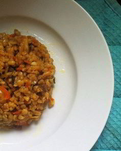 Веганский плов из булгура с баклажанами