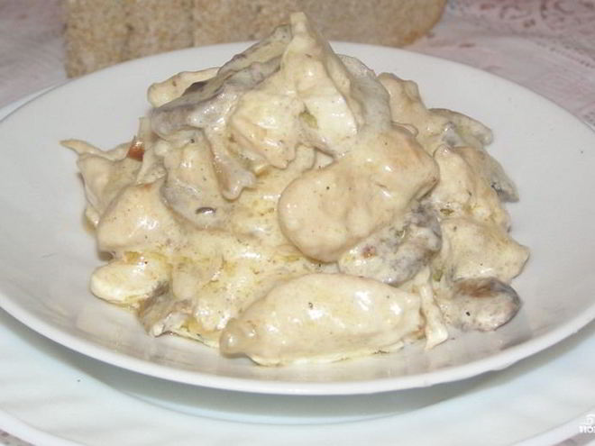 Рецепт фрикасе из курицы с шампиньонами