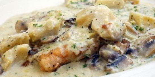 Фрикасе из курицы со сморчками