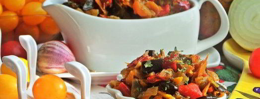 овощное рагу на основе запеченных баклажанов и перцев. Шаг 19