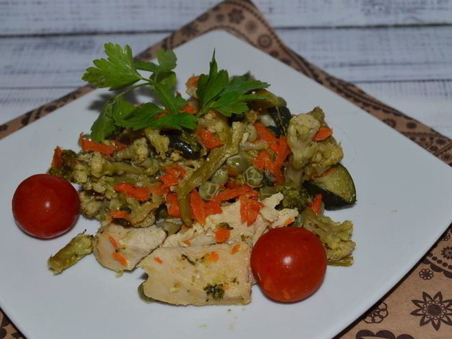 Рецепт овощного рагу с куриной грудкой