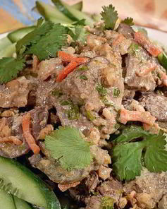 Рагу из куриной печенки с орехами