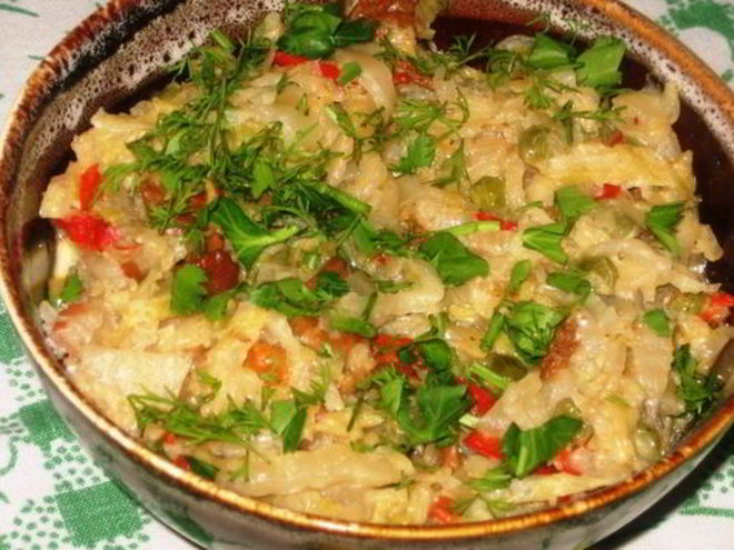 Рецепт рагу из пекинской капусты с лисичками