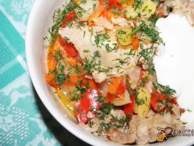 Рецепт рагу из свинины с овощами в мультиварке