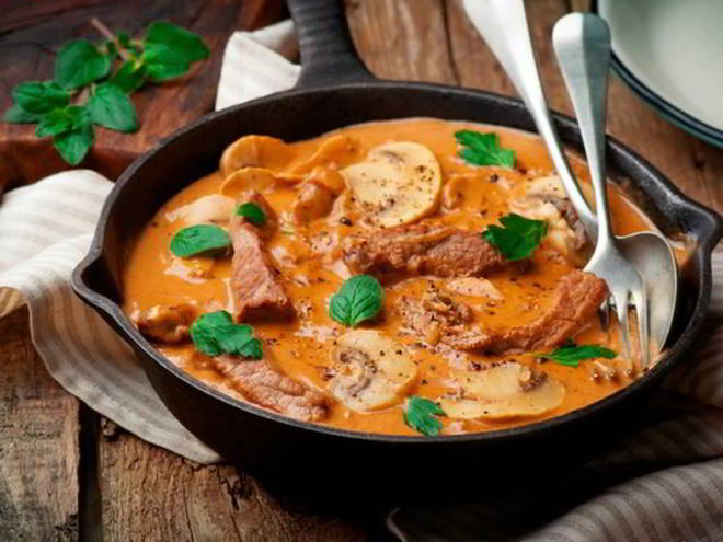 Рецепт рагу из телятины с грибами