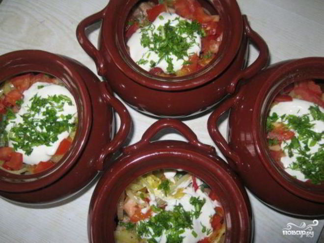 Рецепт рагу с мясом и стручковой фасолью в горшочке