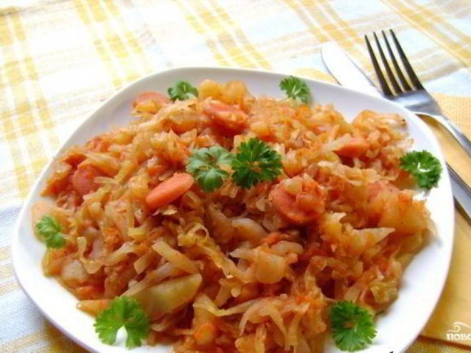 Рецепт рагу с сосиской