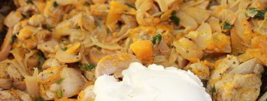 сливочно-грибное рагу с мясом в тыкве. Шаг 3