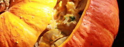 сливочно-грибное рагу с мясом в тыкве. Шаг 4