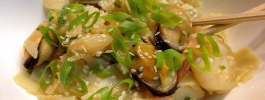 рисовая лапша с креветками и мидиями. Шаг 8