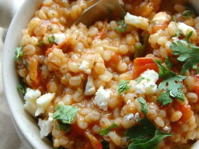 Рецепт чесночно-томатного ризотто из перловки