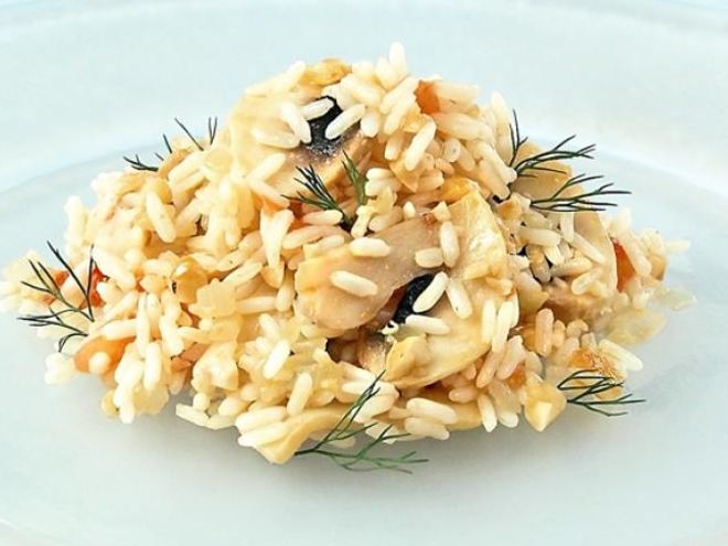 Рецепт грибного ризотто с орехами