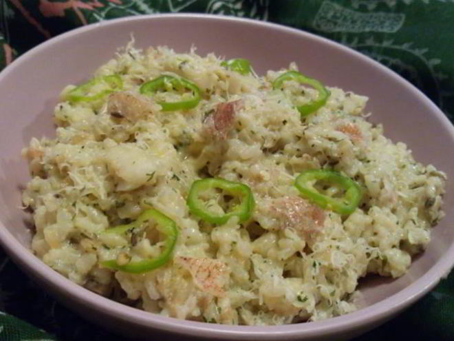 Рецепт насыщенного ризотто с морским окунем и сливками