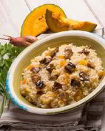 Осеннее ризотто с грибами и тыквой