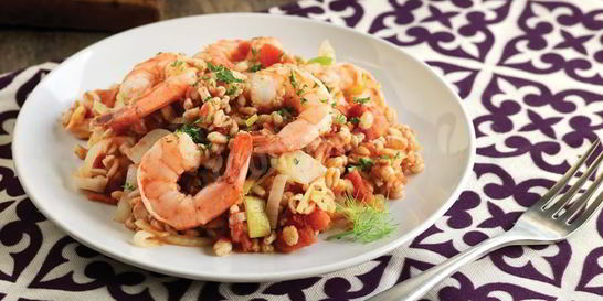 Ризотто из фарро с креветками