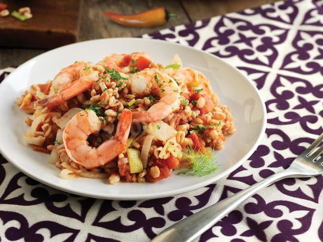 Рецепт ризотто из фарро с креветками