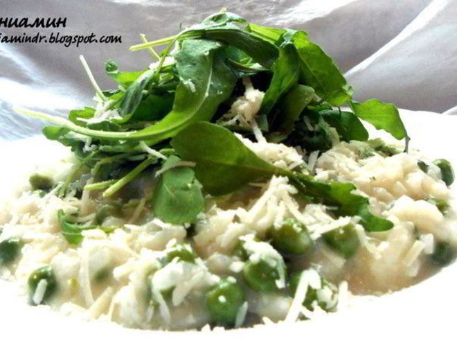 Рецепт ризотто с горошком и мятой