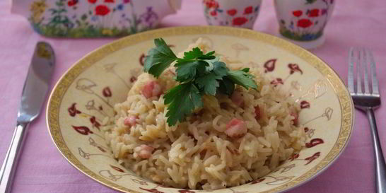 Ризотто с копченой грудинкой