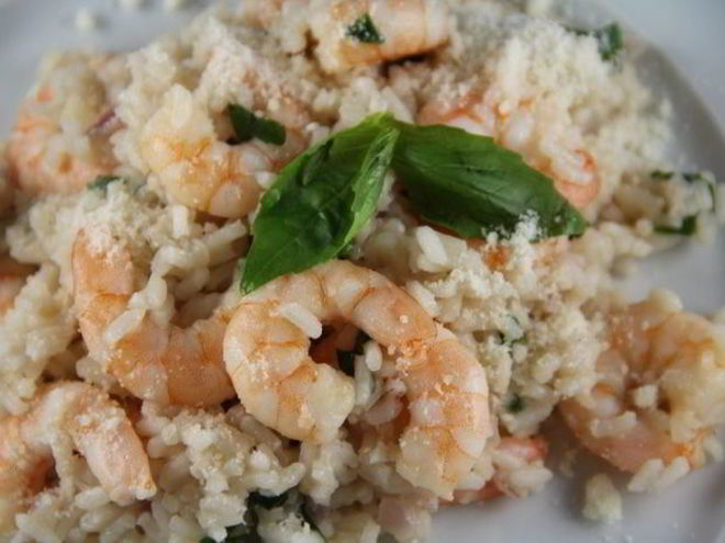 Рецепт ризотто с креветками и ароматными травами