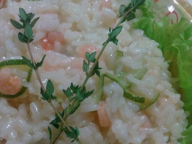 Рецепт ризотто с креветками и цукини