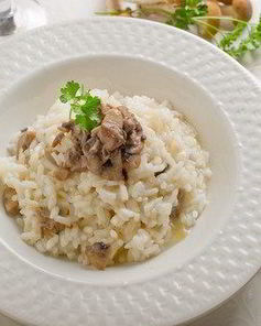 Ризотто с куриной печенью и белыми грибами