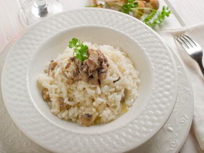 Рецепт ризотто с куриной печенью и белыми грибами