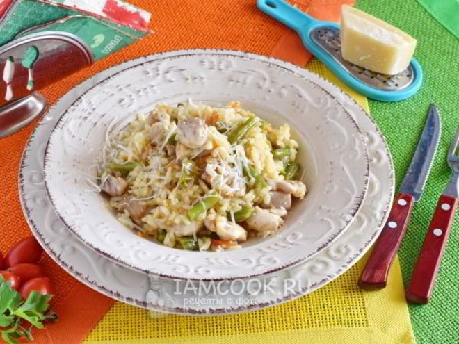Рецепт ризотто с курицей и овощами