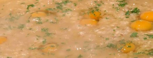 ризотто с перепелиными яйцами и копченым салом. Шаг 12