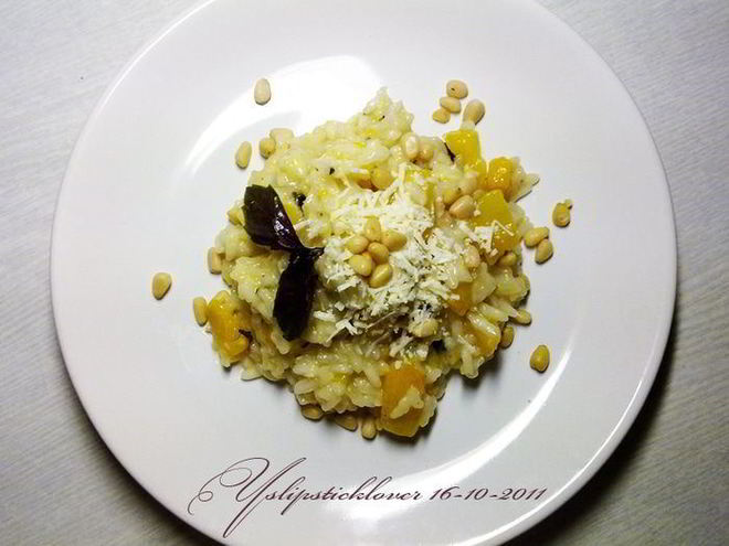 Рецепт ризотто с тыквой, брынзой и кедровыми орешками