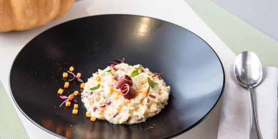 Ризотто с тыквой и копченой утиной грудкой