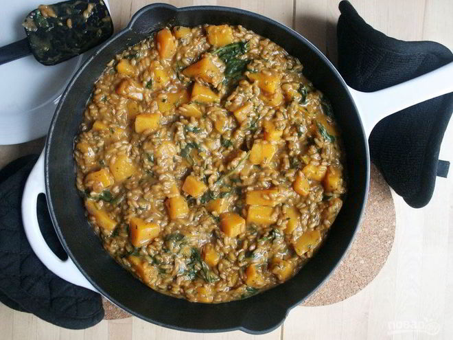 Рецепт ризотто с тыквой и шпинатом