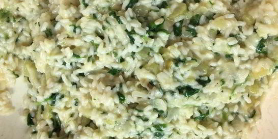 Ризотто со шпинатом и козьим сыром