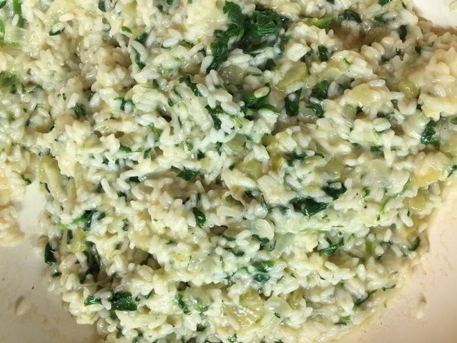 Рецепт ризотто со шпинатом и козьим сыром