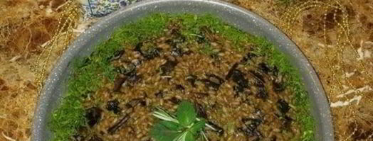 розовое ризотто с белыми грибами. Шаг 12