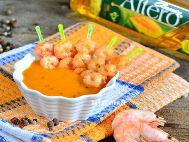 Рецепт креветок с морковным соусом