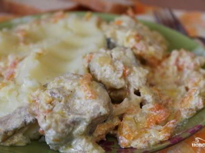 Рецепт минтая в сметане