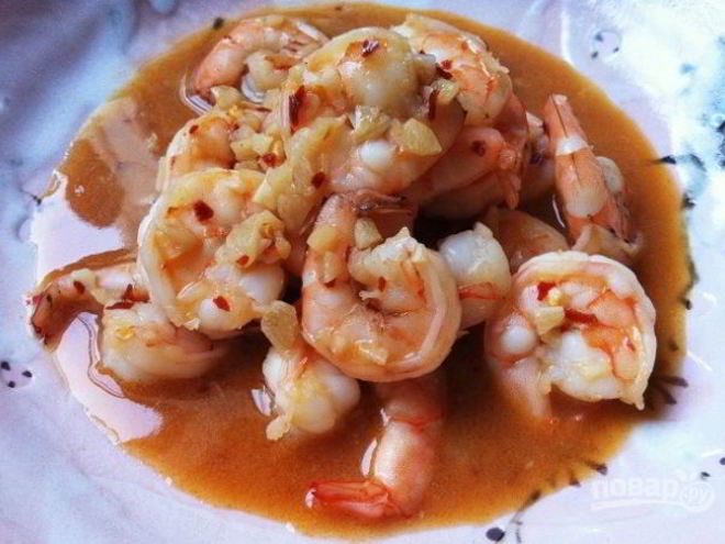 Рецепт острых креветок в соусе