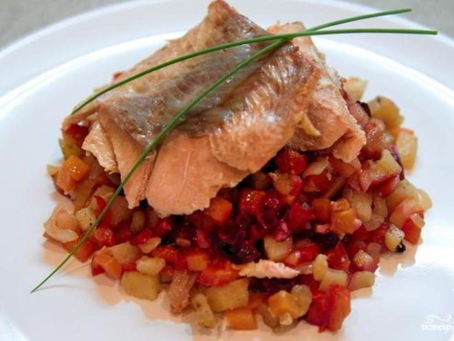 Рецепт рыбы с овощами, запеченная в фольге