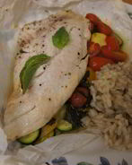 Рыба в пергаменте с овощами